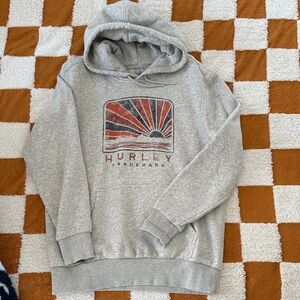 Hurley Gray and Red Graphic Hoodie